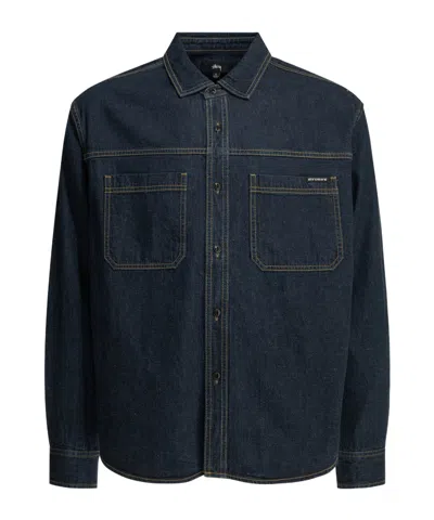 Stussy Long-sleeved Denim Shirt In Black