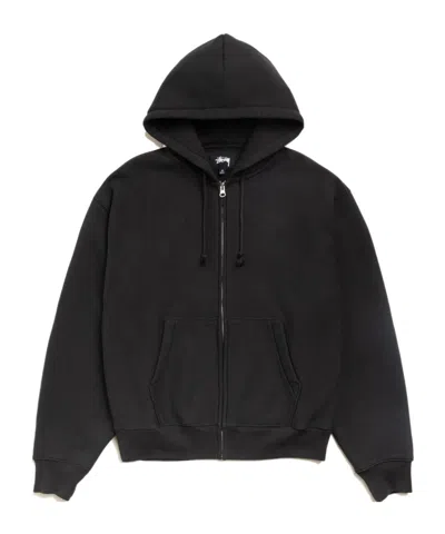 Stussy Long-sleeved Hooded Sweatshirt In Black