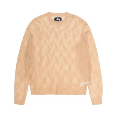 Pre-owned Stussy Loose Knit Cross Cable Sweater 'sand' In Cream