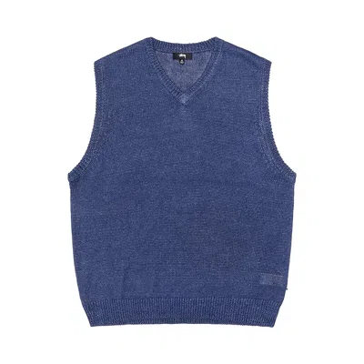 Pre-owned Stussy Loose Knit Linen Vest 'blue'