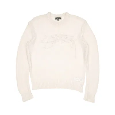 Pre-owned Stussy Loose Knit Logo Sweater In Bone