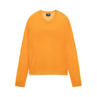 Pre-owned Stussy Loose Knit Logo Sweater 'orange'