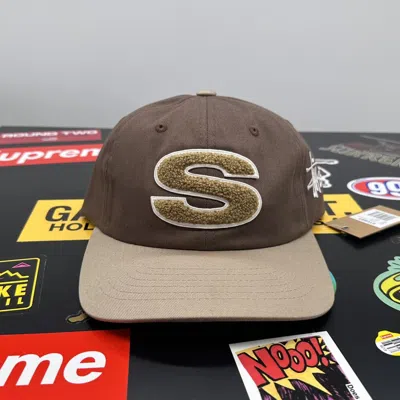 Pre-owned Stussy Low Pro Chenille S Snapback Hat In Brown