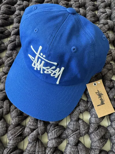 Pre-owned Stussy Low Profile Big Logo Basic Snapback Royal Blue