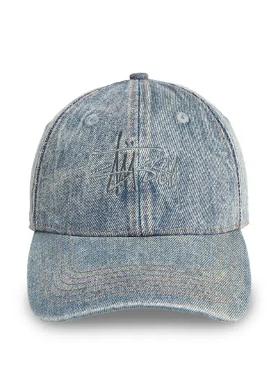 Stussy Low Profile Denim Strapback Cap Hat In Blue