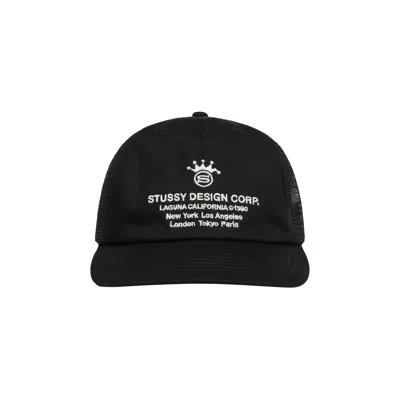 Pre-owned Stussy Low Profile Design Corp Trucker Snapback 'black'