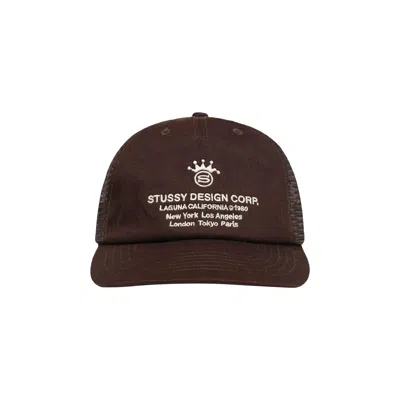 Pre-owned Stussy Low Profile Design Corp Trucker Snapback 'brown'