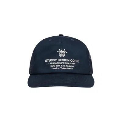 Pre-owned Stussy Low Profile Design Corp Trucker Snapback 'navy' | Blue | Men's Size Onesize