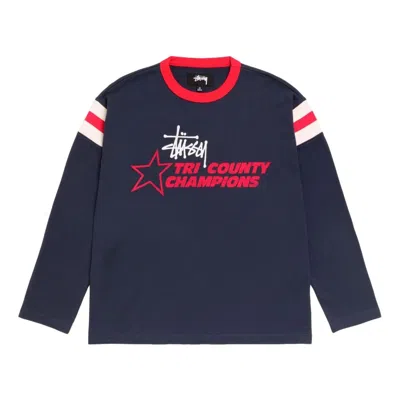 Stussy Ls Ringer Tee In Blue
