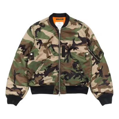 Stussy Ma-1 Bomber Jacket 'woodland Camo' In Green