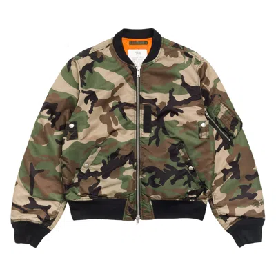 Pre-owned Stussy Ma-1 Bomber Jacket 'woodland Camo' | Green | Men's Size Xs
