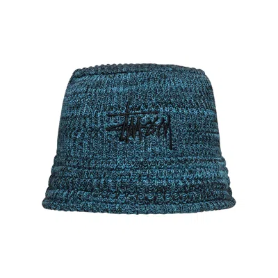 Pre-owned Stussy Marl Knit Bucket Hat 'blue'