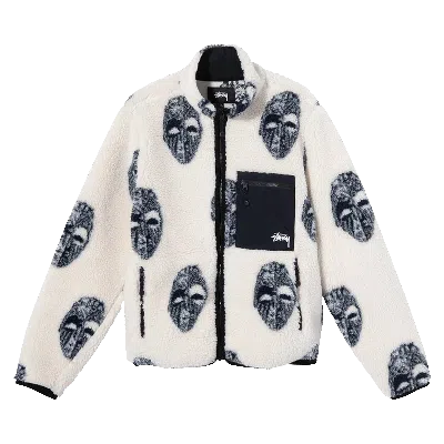 Pre-owned Stussy Mask Jacquard Sherpa 'natural' In Cream