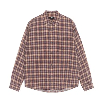 Pre-owned Stussy Matthew Printed Plaid Shirt 'brick' In Red