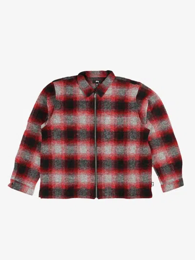 ジャケット・アウター Stussy Brushed Wool Plaid Zip Shirt Red Stüssy - SHADOW PLAID SHERPA ZIP SHIRT | HBX - Globally
