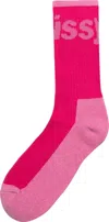Stussy Men's Logo Jacquard Trail Socks In Pink