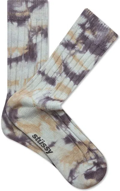 Stussy Men's Multi Dyed Ribbed Socks In Cloud,sand