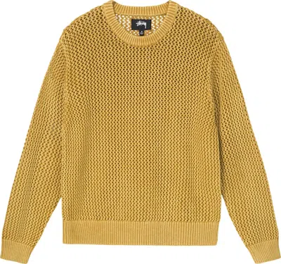 Stussy Men Pigment Dyed Loose Gauge Sweater In Gold