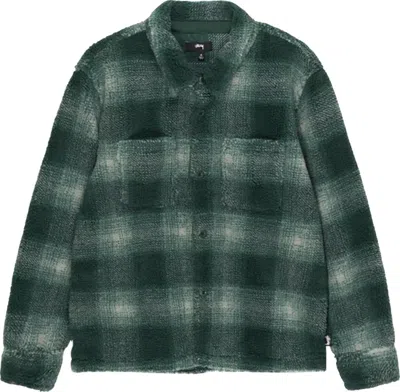Stussy Men Plaid Sherpa Shirt In Green