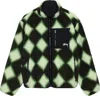 Stussy Men Sherpa Reversible Diamond Jacket In Green