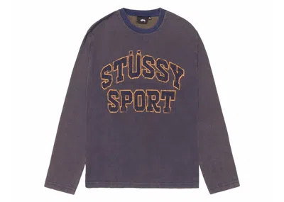 Pre-owned Stussy Men's  2 Tone Cotton Mesh Crew In Navy Blue