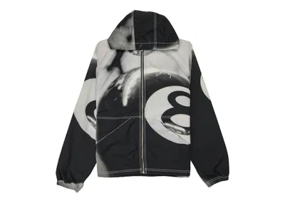 Pre-owned Stussy Men's  8 Ball Beach Shell Jacket In Grayscale