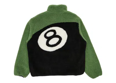 Pre-owned Stussy Men's  8 Ball Sherpa Reversible Jacket In Green