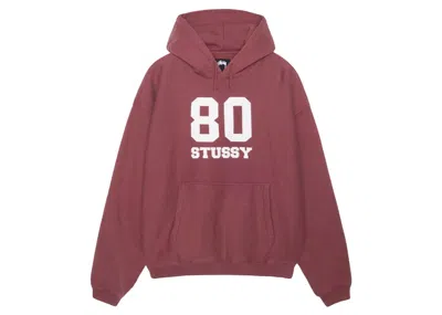 Pre-owned Stussy Men's  80 Relaxed Hoodie In Oxblood In Burgundy