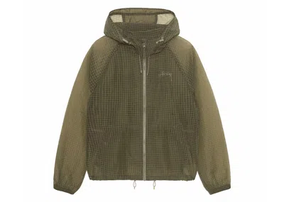 Pre-owned Stussy Men's  Beach Ripstop Transparent Shell Jacket In Olive In Green