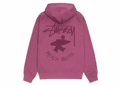 Pre-owned Stussy Men's  Beach Roots Zip Hoodie In Berry In Purple