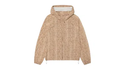 Pre-owned Stussy Men's  Beach Snake Print Nylon Shell Jacket In Khaki