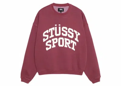 Pre-owned Stussy Men's  Big Crackle Sport Crew In Burgundy