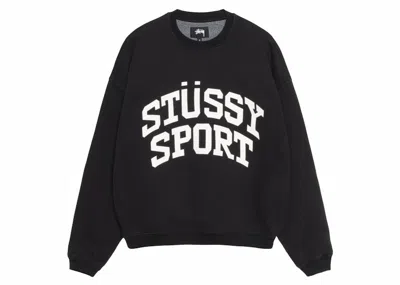 Pre-owned Stussy Men's  Big Crackle Sport Crew In Washed Black