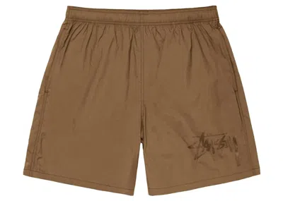 Pre-owned Stussy Men's  Big Stock Nylon Short In Gold