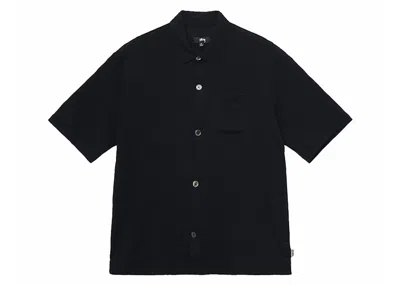 Pre-owned Stussy Men's  Boxy Flat Crinkled Hem Shirt In Black