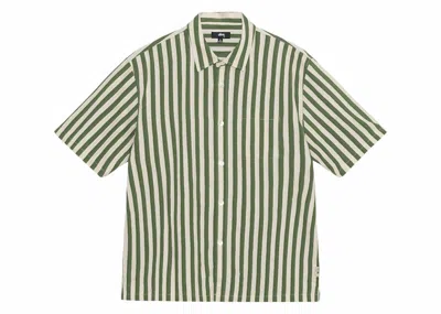 Pre-owned Stussy Men's  Boxy Flat Striped Hem Shirt In Green