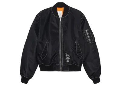 Pre-owned Stussy Men's  Built Reversible Bomber Jacket In Black