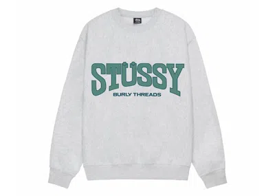 Pre-owned Stussy Men's  Burly Threads Crew In Ash Heather