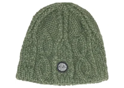 Pre-owned Stussy Men's  Cable Knit Skullcap In Army In Green