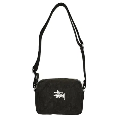 Pre-owned Stussy Men's  Canvas Side Pouch In Washed Black