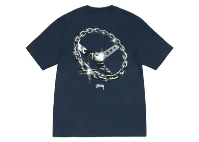 Pre-owned Stussy Men's  Chainlink T-shirt In Navy Blue