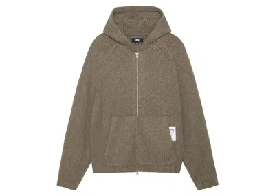 Pre-owned Stussy Men's  Chunky Knit Zip Hoodie In Fossil