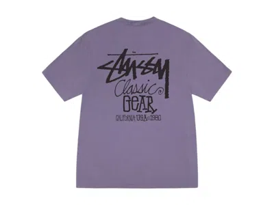 Pre-owned Stussy Men's  Classic Gear Pig. Dyed Tee Shirt In Grape In Purple