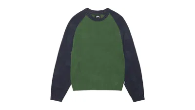 Pre-owned Stussy Men's  Colorblocked Raglan Knit Crew In Green