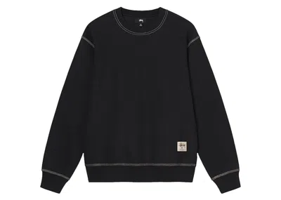 Pre-owned Stussy Men's  Contrast Stitch Label Crew Sweater In Black