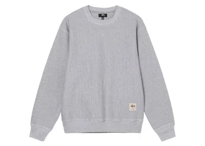 Pre-owned Stussy Men's  Contrast Stitch Label Crew Sweater In Grey Heather In Gray