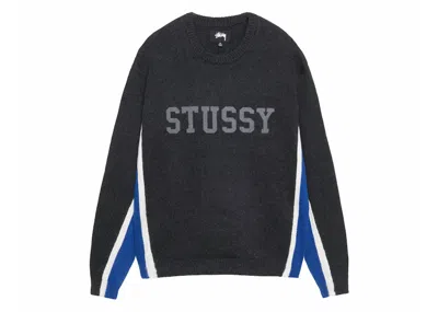 Pre-owned Stussy Men's  Contrast Stripe Crew In Charcoal In Gray