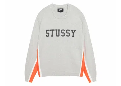 Pre-owned Stussy Men's  Contrast Stripe Crew In Heather In Gray