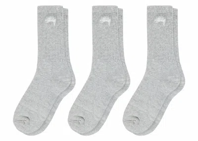 Pre-owned Stussy Men's  Crew Socks (3 Pack) In Grey Heather