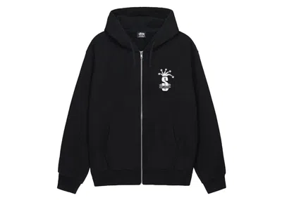 Pre-owned Stussy Men's  Crown Band Zip Hoodie In Black